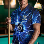 Personalized Blue 8 Ball Pool Lighting Thunder Billiard Shirts Custom Pool Team Jersey