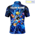 Personalized Blue 8 Ball Pool Lighting Thunder Billiard Shirts Custom Pool Team Jersey
