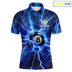 Personalized Blue 8 Ball Pool Lighting Thunder Billiard Shirts Custom Pool Team Jersey