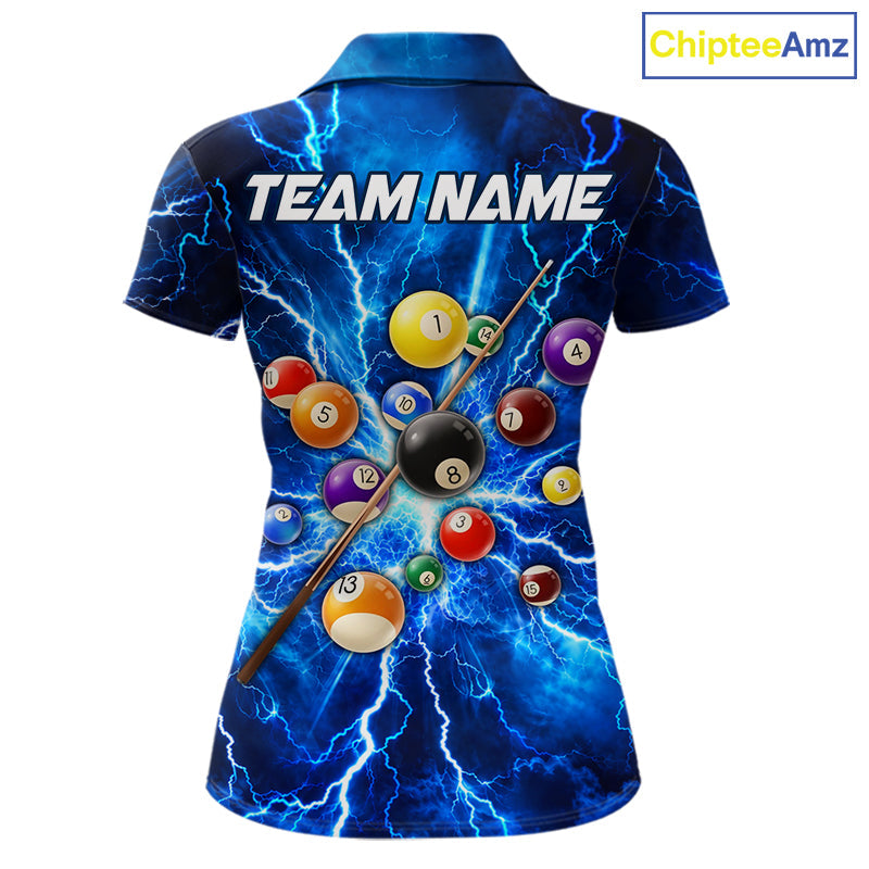 Personalized Blue 8 Ball Pool Lighting Thunder Billiard Shirts Custom Pool Team Jersey