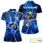 Personalized Blue 8 Ball Pool Lighting Thunder Billiard Shirts Custom Pool Team Jersey