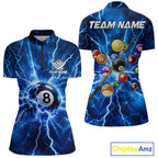 Personalized Blue 8 Ball Pool Lighting Thunder Billiard Shirts Custom Pool Team Jersey