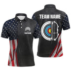 Personalized Retro US Flag Archery Polo Shirts Custom Patriotic Archery Jersey For Archer