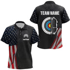 Personalized Retro Us Flag Archery Polo Shirts Custom Patriotic Archery Jersey For Archer