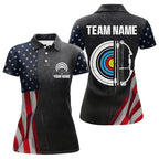Personalized Retro US Flag Archery Polo Shirts Custom Patriotic Archery Jersey For Archer