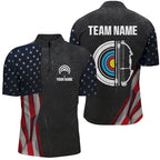 Retro Us Flag Archery Quarter-Zip Shirts Custom Patriotic Archery Jersey For Archer
