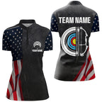 Retro Us Flag Archery Quarter-Zip Shirts Custom Patriotic Archery Jersey For Archer