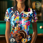 Funny Turkey Colorful Graffiti 8 Ball 9 Ball Billiard Shirts Custom Pool Team Jersey