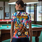 Funny Turkey Colorful Graffiti 8 Ball 9 Ball Billiard Shirts Custom Pool Team Jersey
