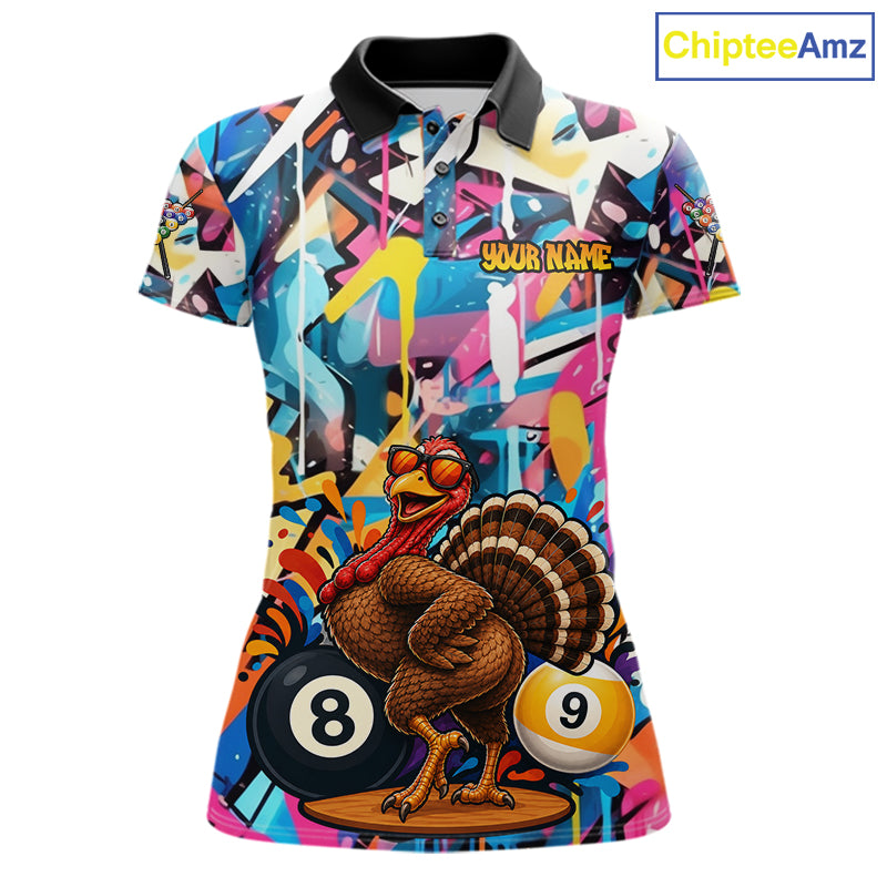 Funny Turkey Colorful Graffiti 8 Ball 9 Ball Billiard Shirts Custom Pool Team Jersey
