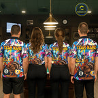 Funny Turkey Colorful Graffiti 8 Ball 9 Ball Billiard Shirts Custom Pool Team Jersey