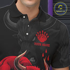 Black And Red Funny Bull Bowling Shirt Custom Bowling Team Jersey Polo & Quarter Zip