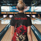 Black And Red Funny Bull Bowling Shirt Custom Bowling Team Jersey Polo & Quarter Zip