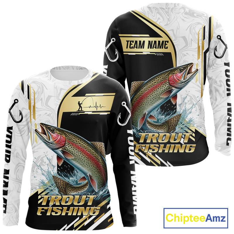 Personalized Rainbow Trout Fishing Shirt Custom Performance Fishing Jersey, Rainbow Trout Team Shirt