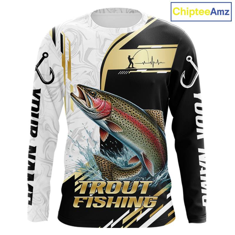 Personalized Rainbow Trout Fishing Shirt Custom Performance Fishing Jersey, Rainbow Trout Team Shirt