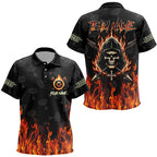 Archery Skull Fire Customized Target Pattern Polo Shirts, Archery Shirts Gifts For Archer
