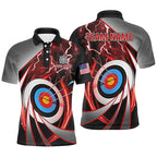 Red Archery 3d Target Thunder Lightning Personalized Polo Shirts, Team League Archery Shirts