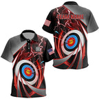 Red Archery 3d Target Thunder Lightning Personalized Polo Shirts, Team League Archery Shirts