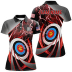 Red Archery 3dTarget Thunder Lightning Personalized Polo Shirts, Team League Archery Shirts