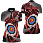 Red Archery 3d Target Lightning Custom Quarter-Zip Shirts, Team League Archery Shirts