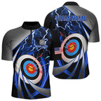 Blue Archery 3d Target Lightning Custom Quarter-Zip Shirts, Team League Archery Shirts