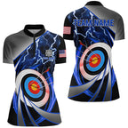 Blue Archery 3d Target Lightning Custom Quarter-Zip Shirts, Team League Archery Shirts