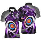 Purple Archery 3d Target Thunder Lightning Personalized Polo Shirts, Team League Archery Shirts