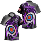 Purple Archery 3d Target Thunder Lightning Personalized Polo Shirts, Team League Archery Shirts