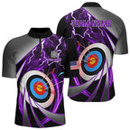 Purple Archery 3d Target Lightning Custom Quarter-Zip Shirt, Team League Archery Shirts