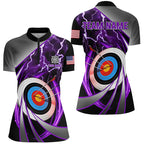 Purple Archery 3d Target Lightning Custom Quarter-Zip Shirt, Team League Archery Shirts