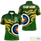 Personalized Green Archery Flame Polo & 1/4 Zip Custom Golden Archery Team Jersey