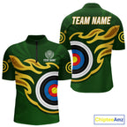 Personalized Green Archery Flame Polo & 1/4 Zip Custom Golden Archery Team Jersey