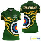 Personalized Green Archery Flame Polo & 1/4 Zip Custom Golden Archery Team Jersey