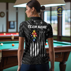 Black US Flag 9 Ball Billiard Shirts Custom Patriotic Billiard Team Shirts, Pool Jerseys