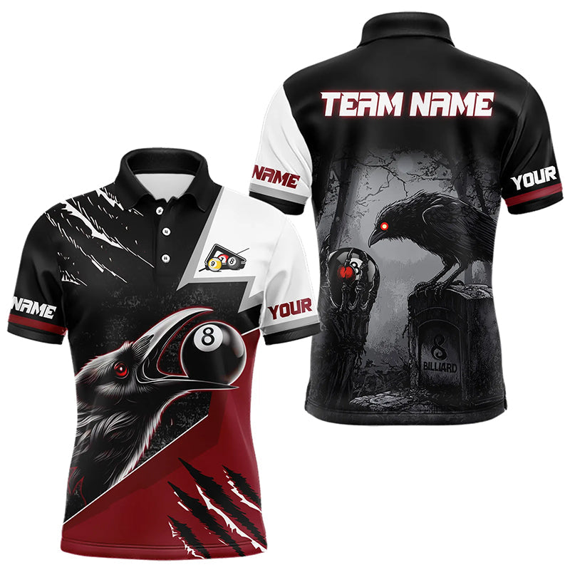 Personalized 8 Ball Pool Crows Billiard Shirts, Billiard Team Jerseys