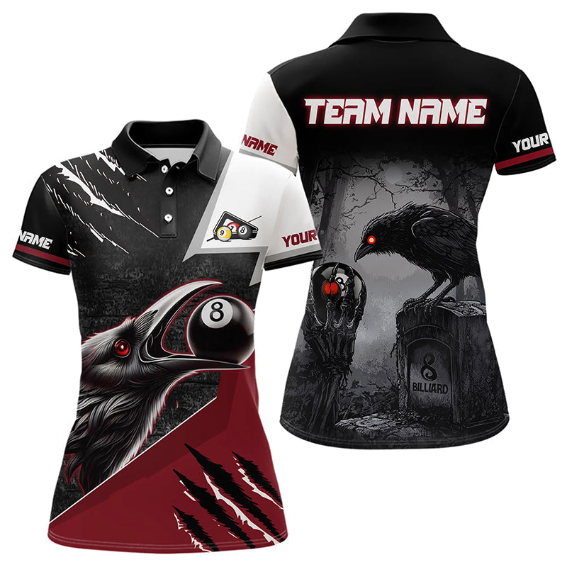 Personalized 8 Ball Pool Crows Billiard Shirts, Billiard Team Jerseys