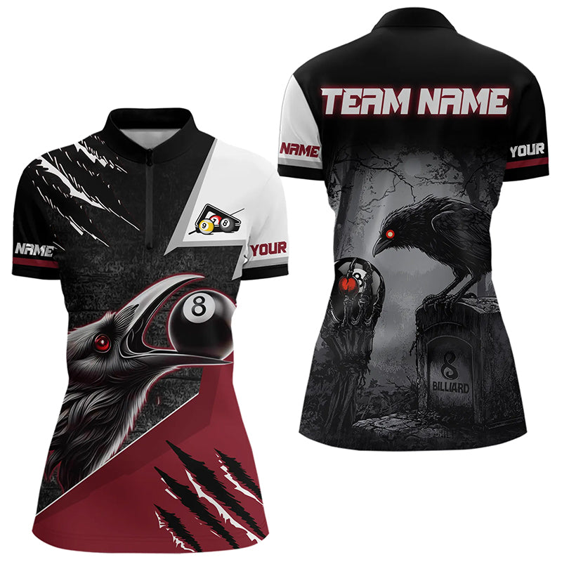 Personalized 8 Ball Pool Crows Billiard Shirts, Billiard Team Jerseys