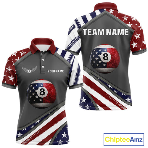 Patrioitc 8 Ball Pool Billiard Polo & 1/4-Zip Shirt Personalized Billiard Team Jersey