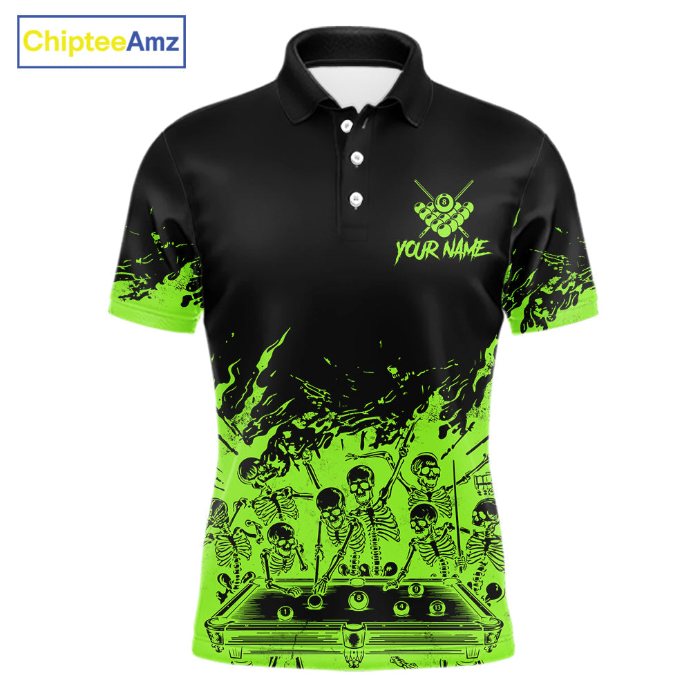 Black And Green Funny Skeleton Billiard Shirts Custom 8 Ball Pool Billiard Team Jersey