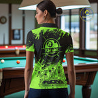Black And Green Funny Skeleton Billiard Shirts Custom 8 Ball Pool Billiard Team Jersey