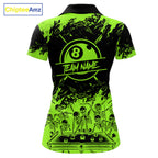 Black And Green Funny Skeleton Billiard Shirts Custom 8 Ball Pool Billiard Team Jersey