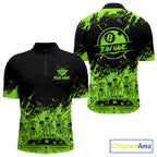 Black And Green Funny Skeleton Billiard Shirts Custom 8 Ball Pool Billiard Team Jersey