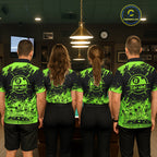 Black And Green Funny Skeleton Billiard Shirts Custom 8 Ball Pool Billiard Team Jersey