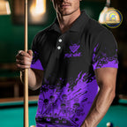 Black And Purple Funny Skeleton Billiard Shirts Custom 8 Ball Pool Billiard Team Jersey