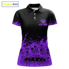 Black And Purple Funny Skeleton Billiard Shirts Custom 8 Ball Pool Billiard Team Jersey