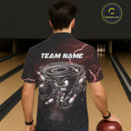Red Funny Thunder Lightning Tornado Bowling Hawaiian Shirt Custom Bowling Jersey Team