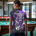 Purple 8 Ball Thunder Lightning Tiger Billiard Shirt Custom Pool Team Jersey Polo, 1/4 Zip