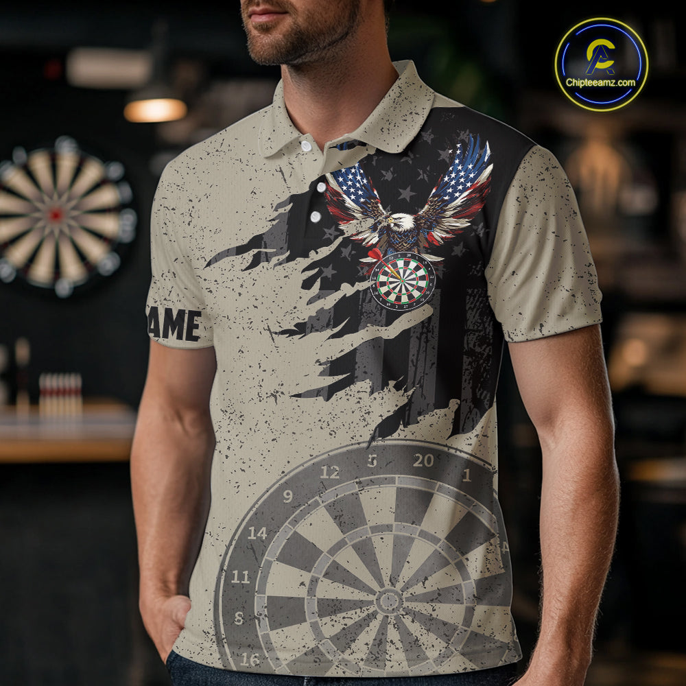 Eagle Retro American Flag Patriotic Darts Shirts Custom Darts League Team Jersey
