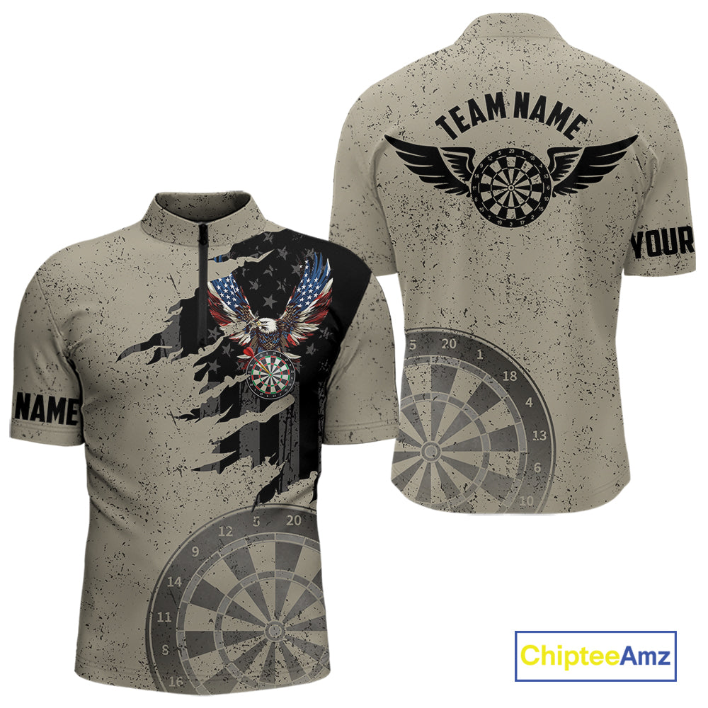 Eagle Retro American Flag Patriotic Darts Shirts Custom Darts League Team Jersey