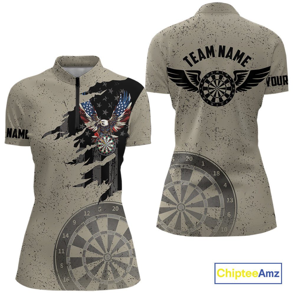 Eagle Retro American Flag Patriotic Darts Shirts Custom Darts League Team Jersey